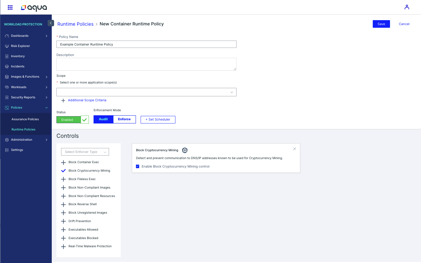 Runtime Protection Policy Example